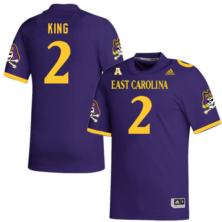 Men #2 Devon King ECU Pirates College Football Jerseys Stitched-Purple